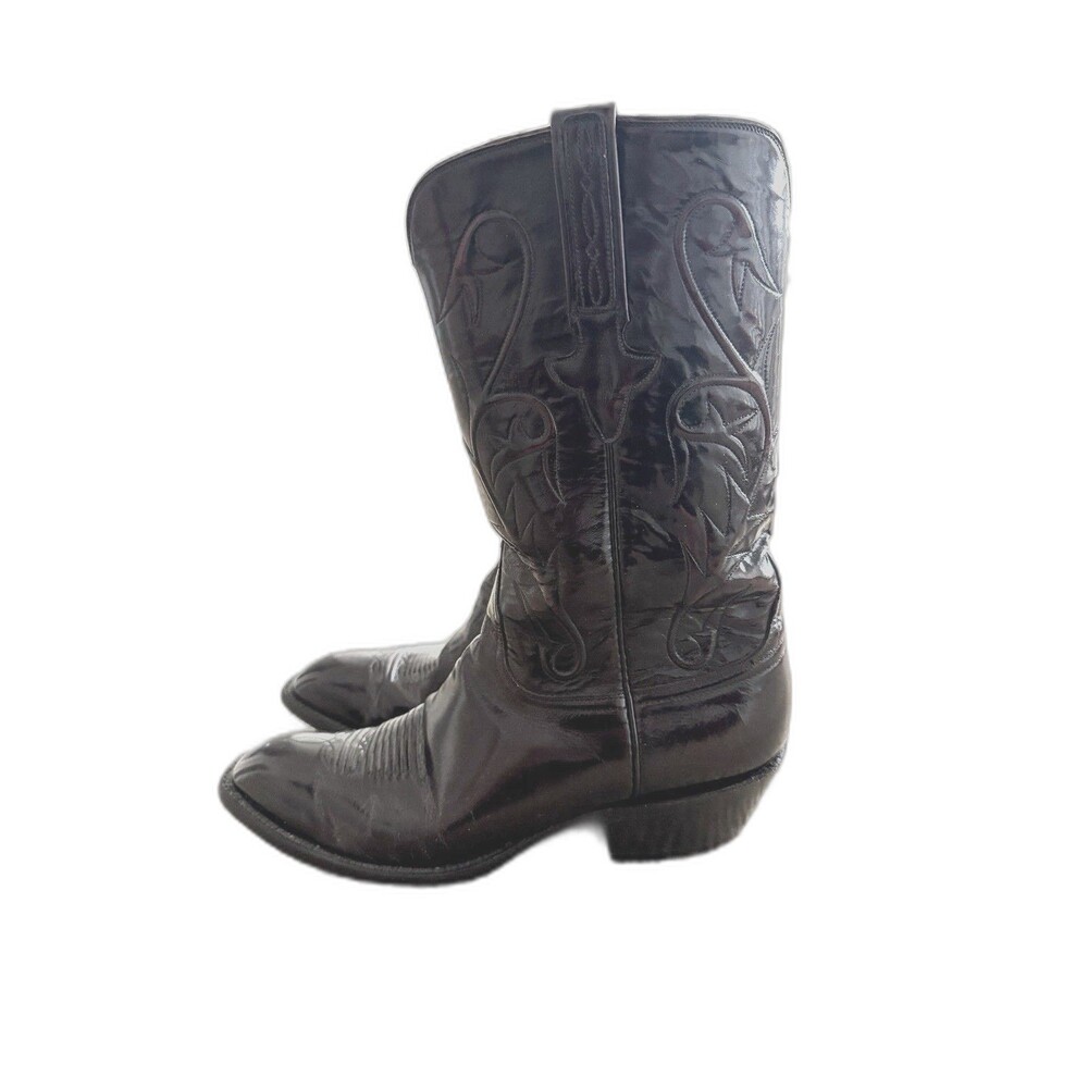 Lucchese Mens Boots Western Classic Handmade Goatskin Leather Black Cherry Sz 11